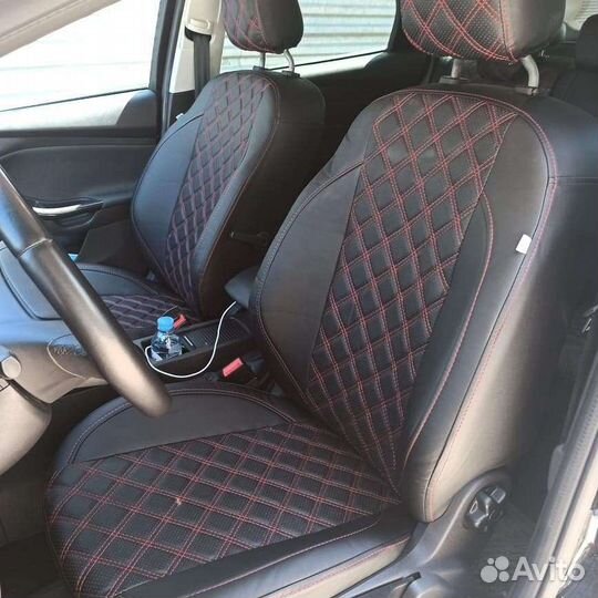 Автомобильные чехлы из эко кожи ромбик