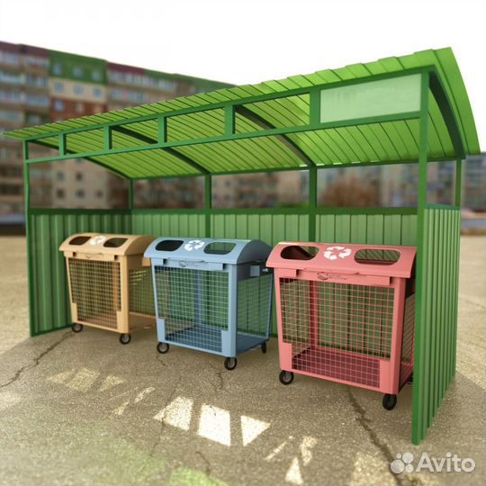 Навес для мусорных контейнеров для 3 шт