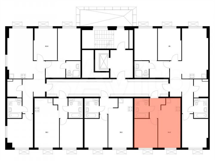 1-к. квартира, 34,3 м², 2/9 эт.