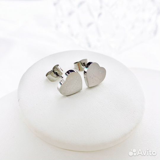 Серьги сердечки Tiffany