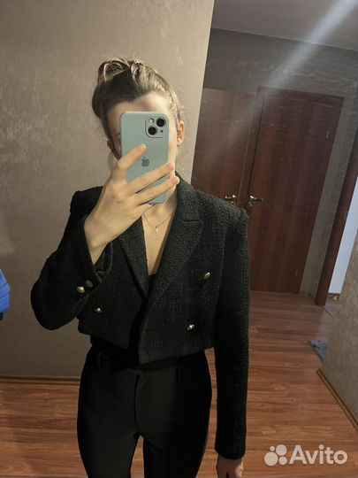 Твидовый пиджак zara s