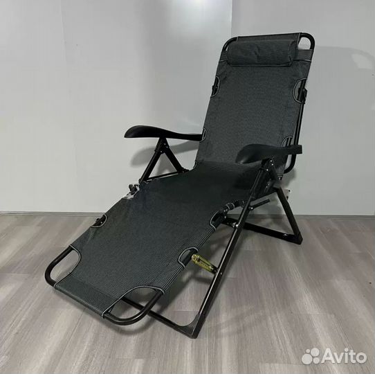 Шезлонг раскладушка 180х67 см (серый)