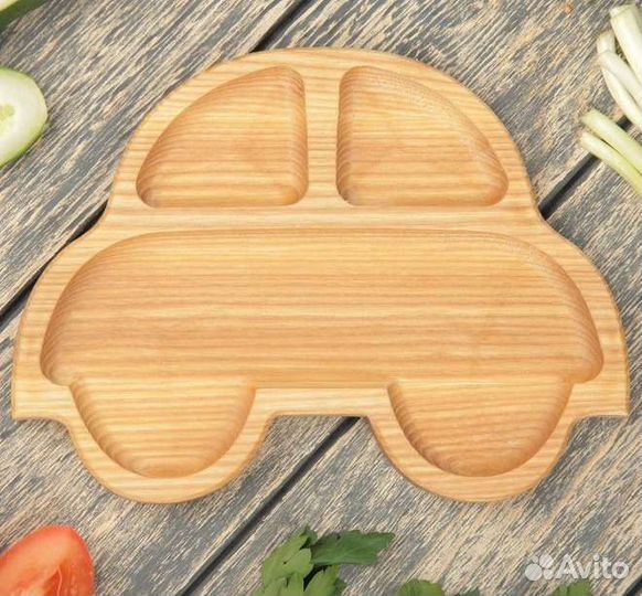 Набор детской посуды, посуда из дерева