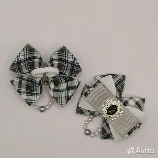 Бантики ручной работы. Новые. Цвет серый
