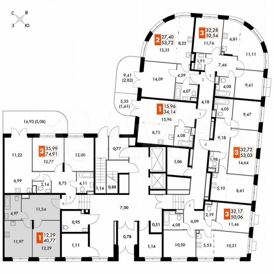 1-к. апартаменты, 40,8 м², 1/15 эт.