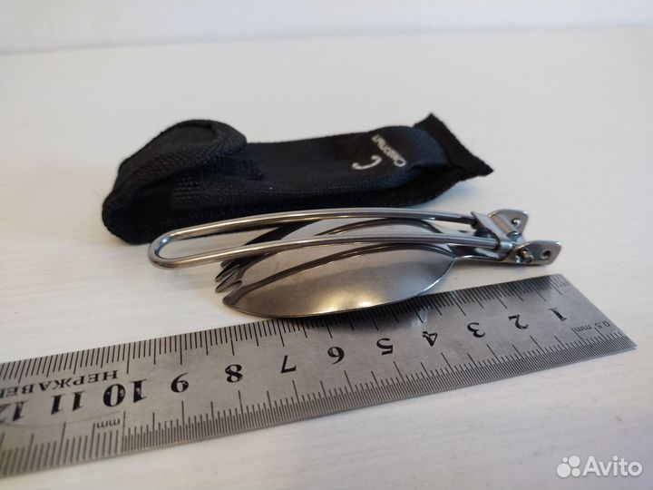 Ложка-вилка туристическая складная в чехле