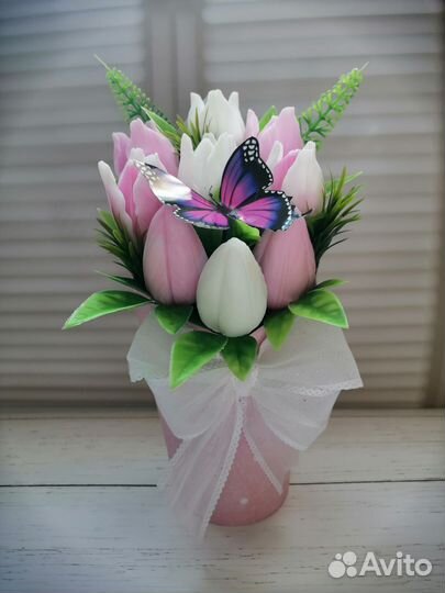 Букеты тюльпанов из мыла