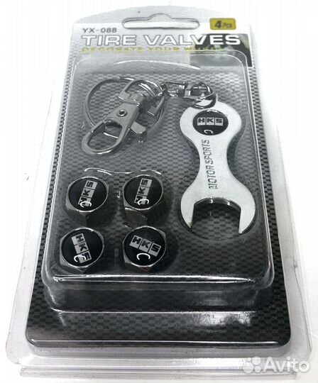 Колпачки на ниппеля - HKS (с ключом/черный) (Черны