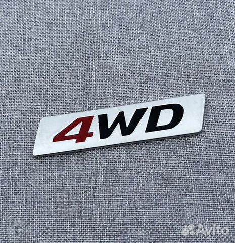 Металлическая наклейка на авто 4WD шильдик 85х20
