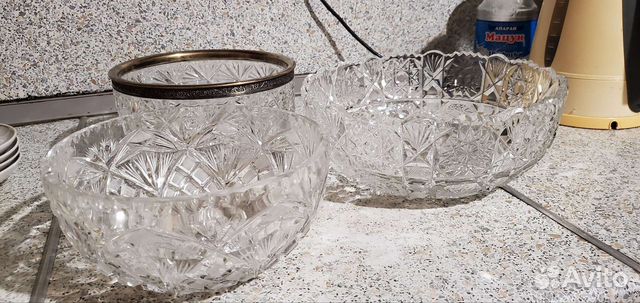 Ваза для фруктов хрусталь, мельхиор СССР