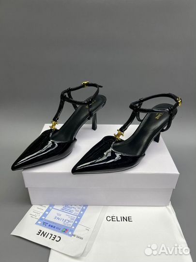 Босоножки Celine женские черные лакированные