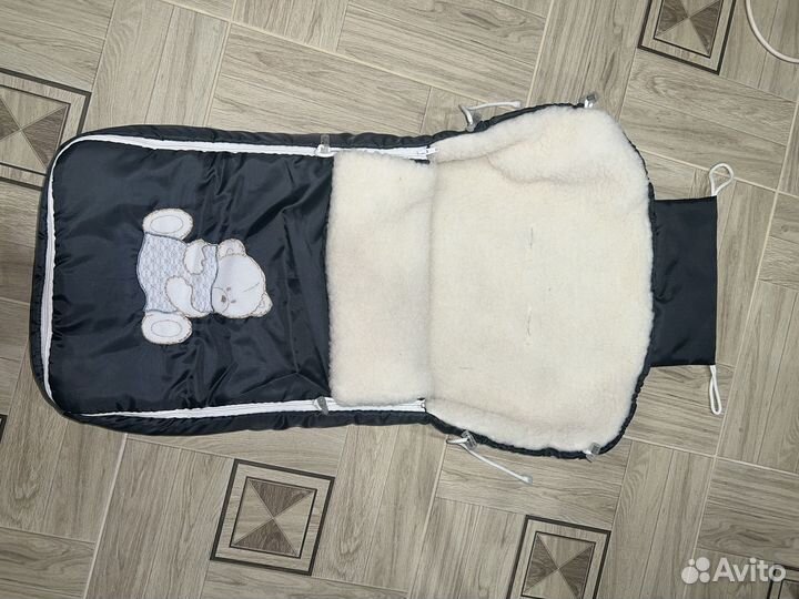 Конверт зимний на овчине в люльку или коляску