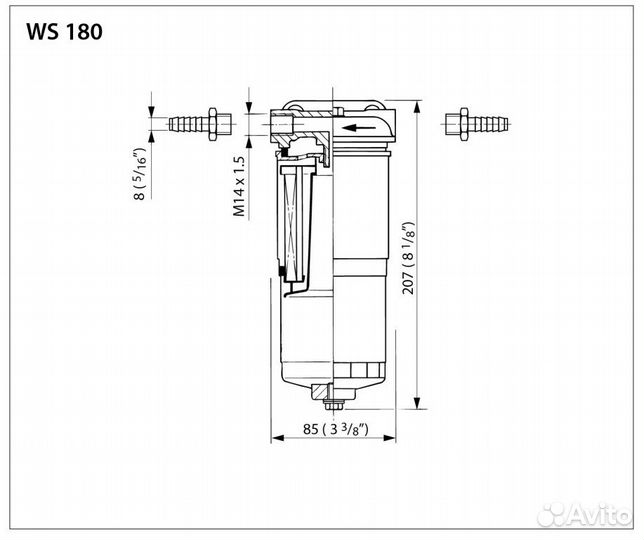 Фильтр-Сепаратор топливный WS180, 180 л/ч