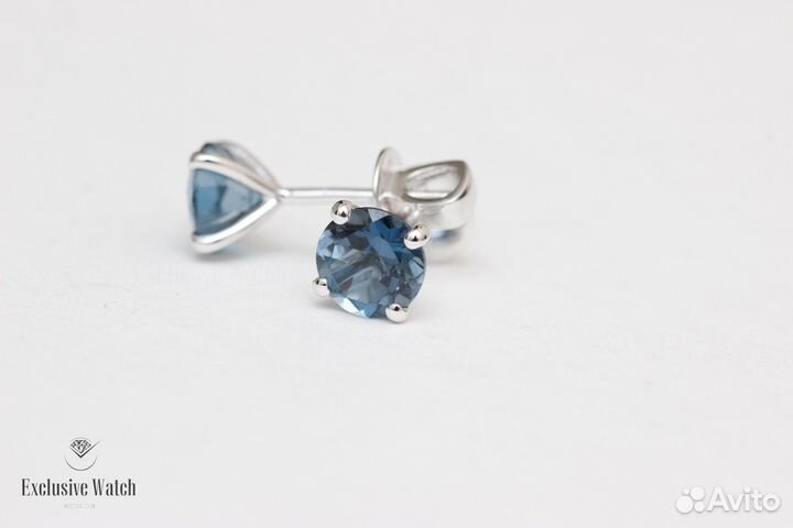 Пусеты с London Blue топазами общей массой 2.00 ct