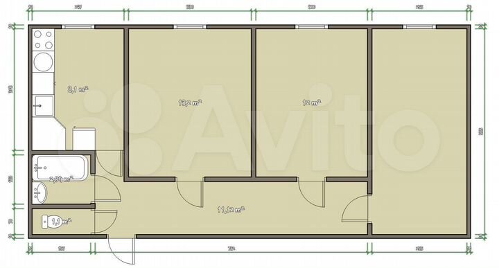 Комната 12 м² в 3-к., 1/9 эт.