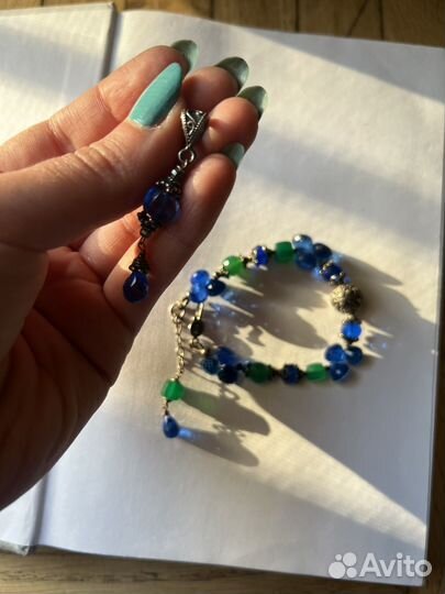 Браслет и кулон из шпинели и хризопраза
