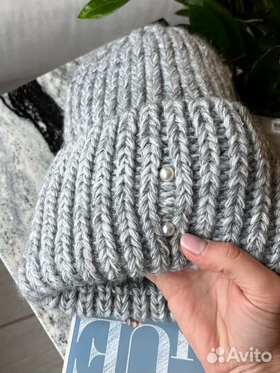 Вязаный комплект утепленный. Шапка+снуд/шарф