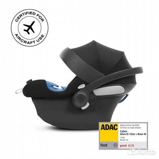 Автолюлька Cybex Aton M i-Size 0+/адаптер на шасси