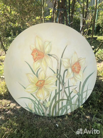 Картина маслом на холсте нарциссы