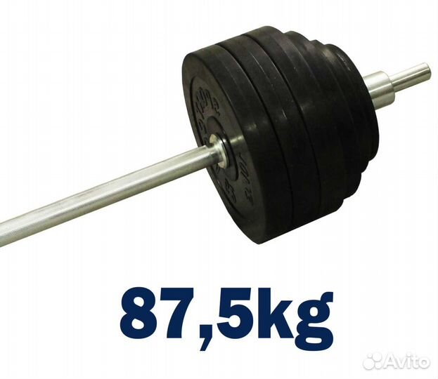 Штанга 87,5 кг, гриф 180см, блины обрезин. сталь
