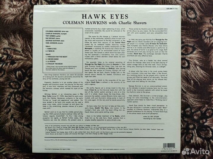 Coleman Hawkins – Hawk Eyes – OJC-294 US LP