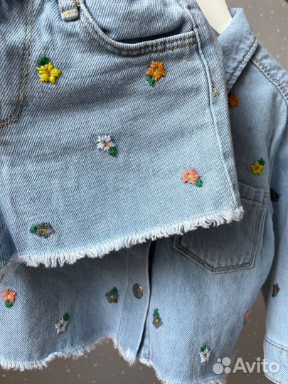 Джинсовый костюм для девочки с шортами