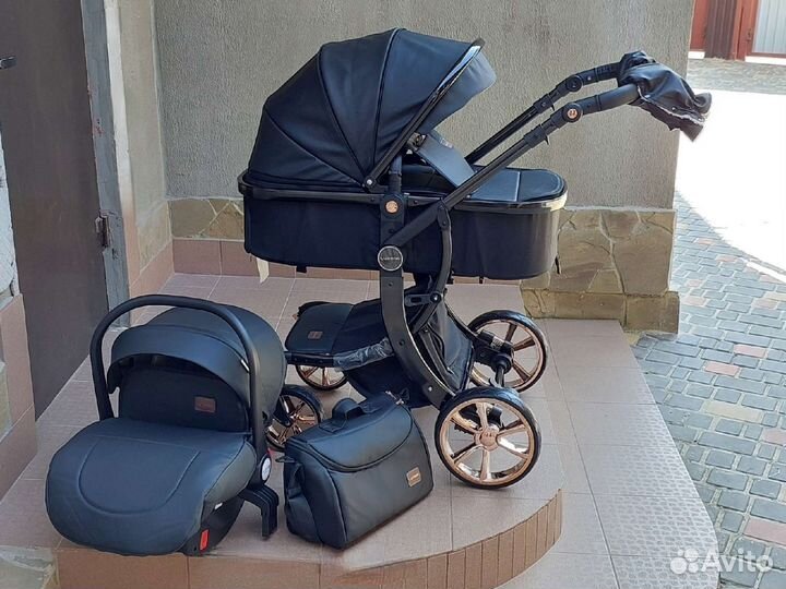 Коляска 3в1 Новая Кожа 2023 (Black)