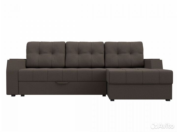 Диван угловой Эмир бс правый угол, рогожка, амур коричневый