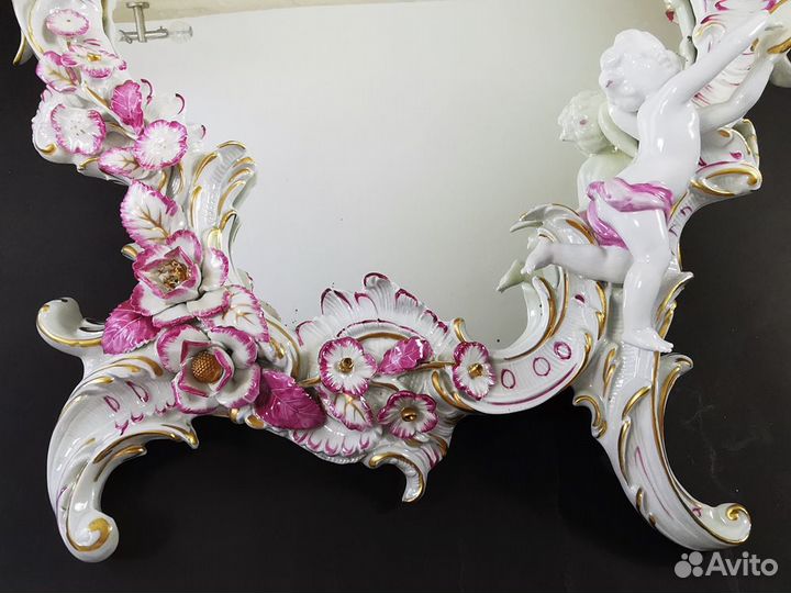 Зеркало фарфоровое винтаж,Германия Plaue