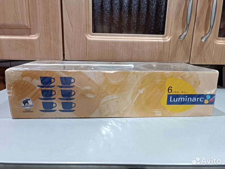 Кофейный сервиз Luminarc из темного стекла новый