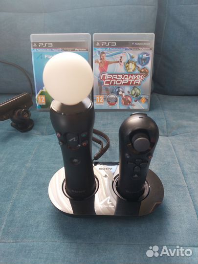 PS3 Move (2 контроллера, станция)