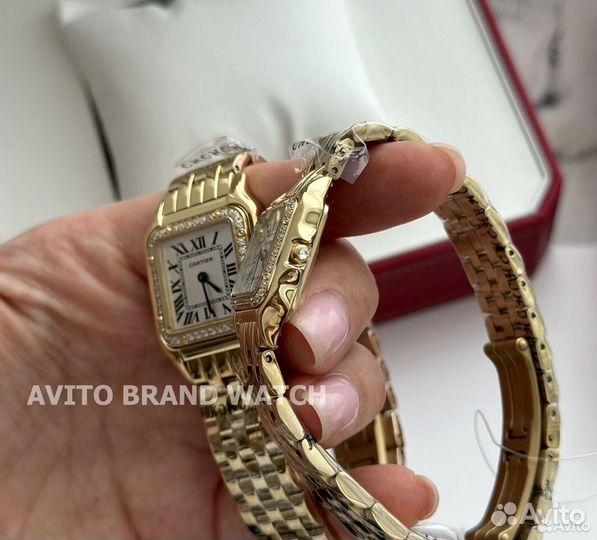 Часы Cartier женские gold 27 mm / 22 mm с камнями