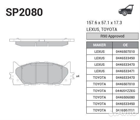 Колодки передние Toyota Camry (V40) GP2080