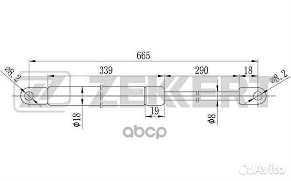Пружина газовая капота Audi 80 V 91- gf1127 Zek