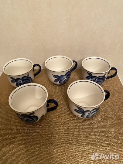 Гжель чашки 5 шт СССР
