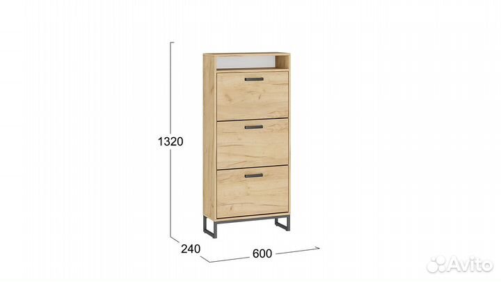 Тумба для обуви «Лофт» тип 1 Черный/Дуб крафт золо