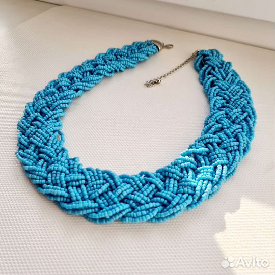 Колье-косичка из бисера ручная работа