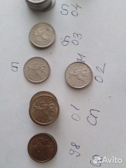 Монеты 5 и 10 копеек РФ 1998-2008