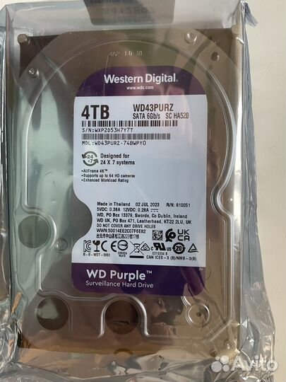 Жесткий диск WD Purple Surveillance 4 тб