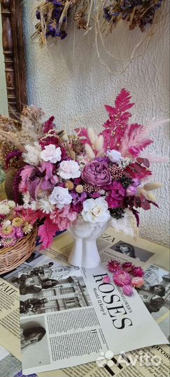 Стабилизированные цветы в кашпо