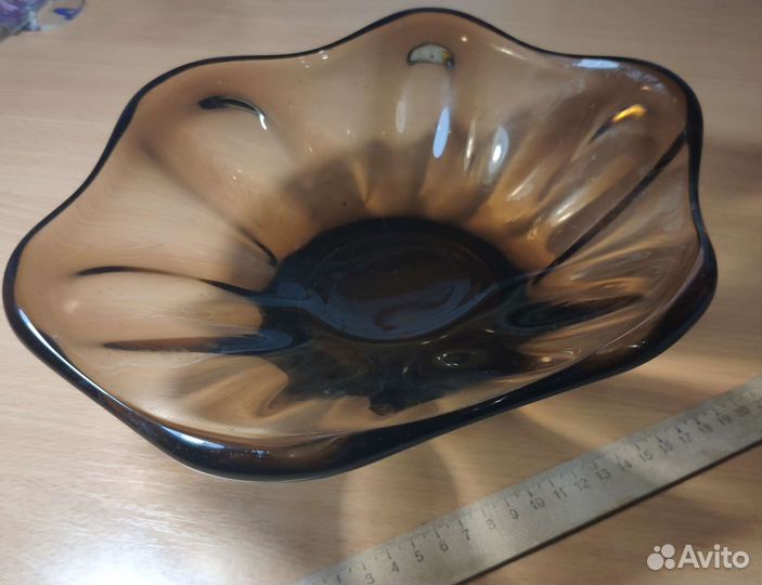 Ваза для фруктов коричневое стекло