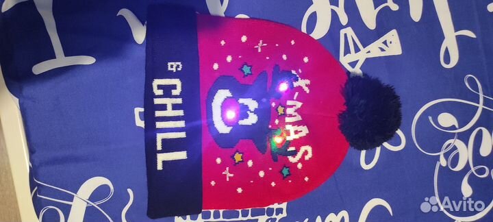 Новогодняя зимняя детская шапка с фонариками