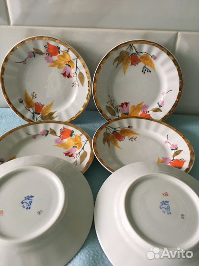 Тарелочки блюдца.Фарфор.Ручная роспись.Вербилки
