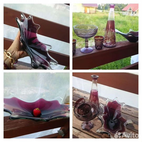 Ваза murano и красный графин фужеры лзхс