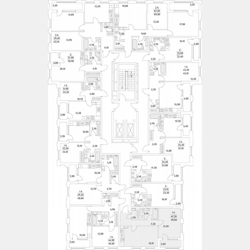 1-к. квартира, 48,9 м², 6/13 эт.