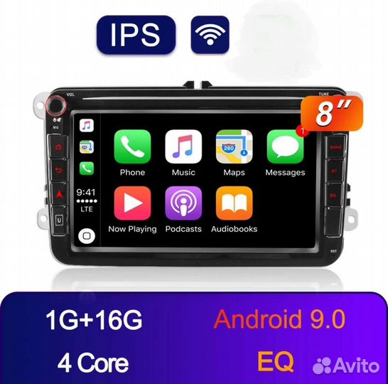 Магнитола WV, Skoda, Seat андроид 8 дюйм, 2/32 Гбт