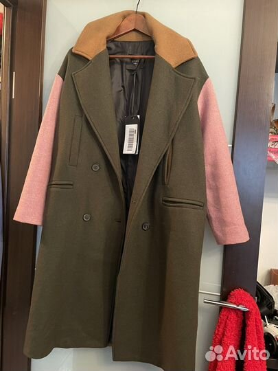 Пальто колорблок италия шерсть шинель 42