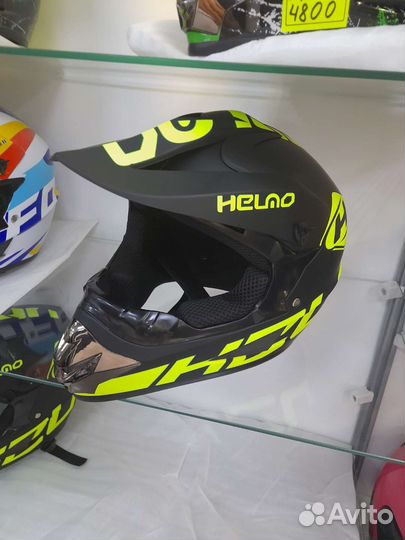 Мото шлем кроссовый эндуро черный матовый DOT