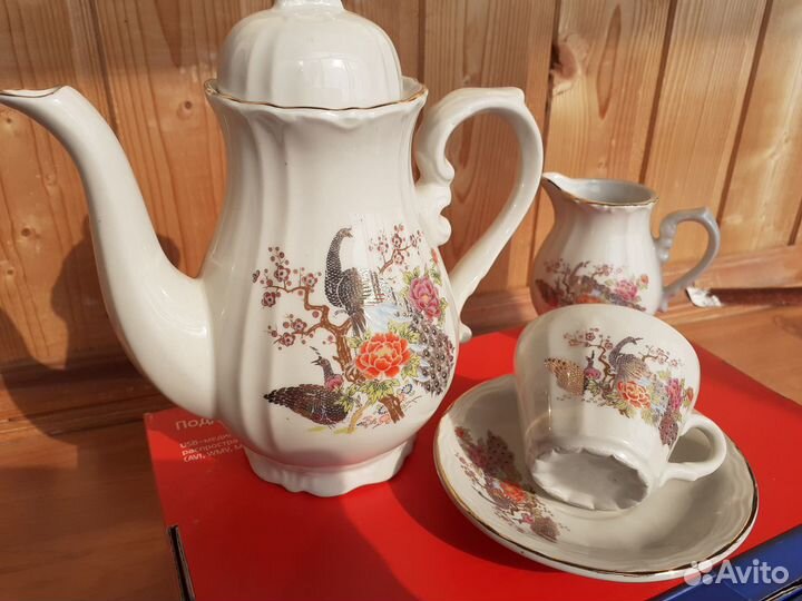 Сервиз кофейный фарфор винтаж Япония Павлины