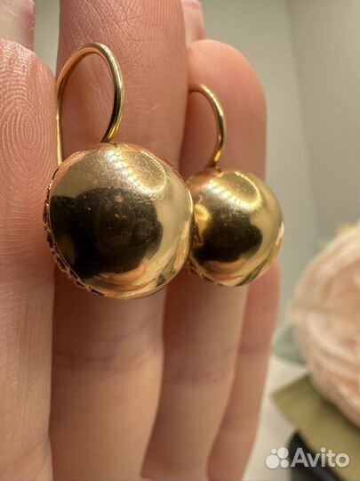 Золотые серьги шары 585 пробы